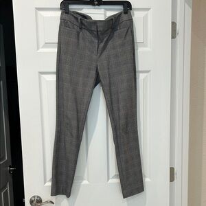 Gray and Purple Plaid Skinny Ankle Dress Pants